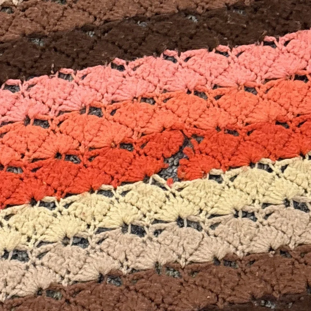 (4) VTG 60's Colorful Granny Square Geometric Crochet Afghan Lap Throw Blankets